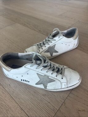 Golden Goose White Sneakers with Gray Star — Size 10 — Good condition